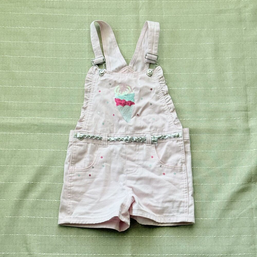 Girls Pink Overalls Size 6 Ice Cream Sequins